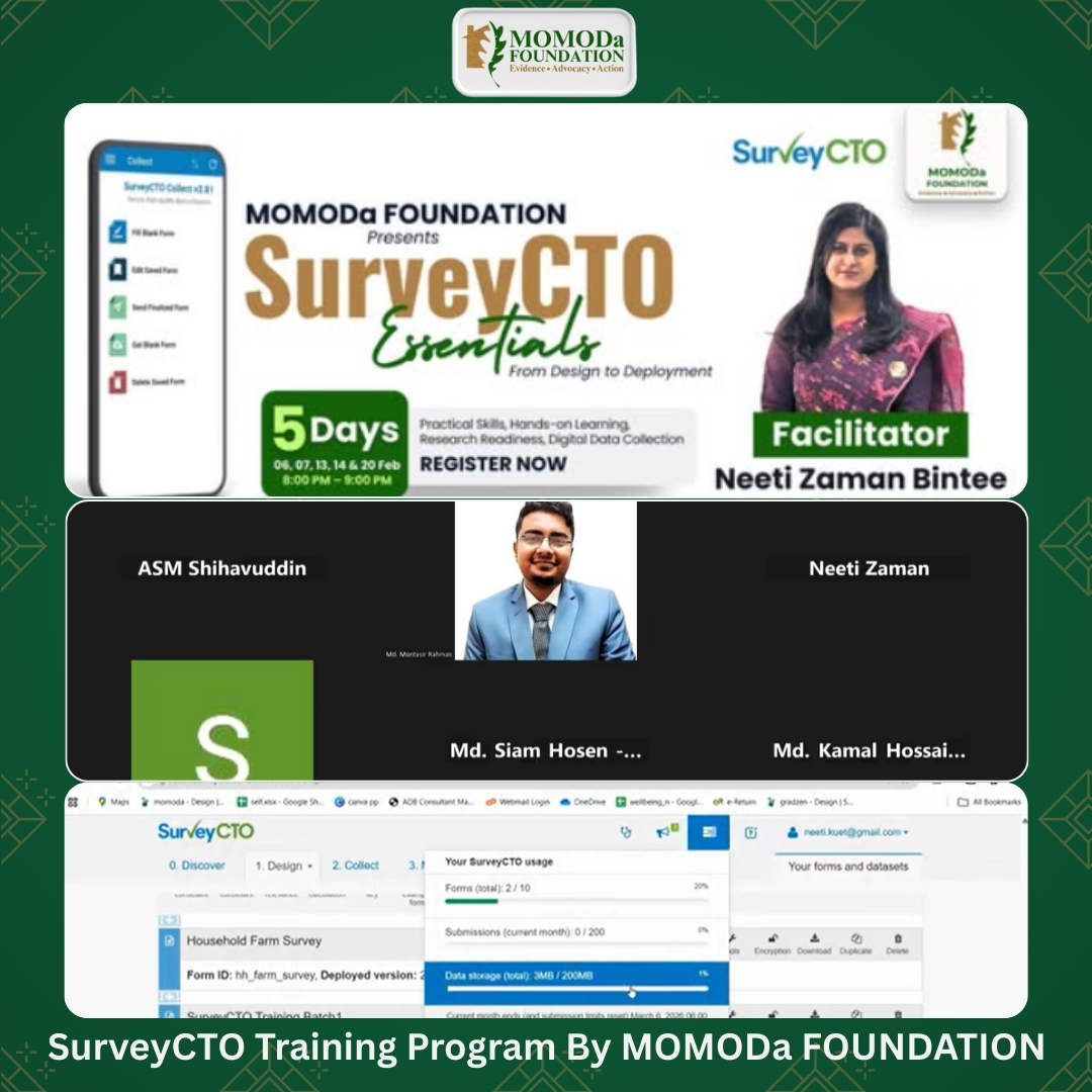 The SurveyCTO Essentials: From Design to Deployment workshop by MOMODa FOUNDATION is now underway!