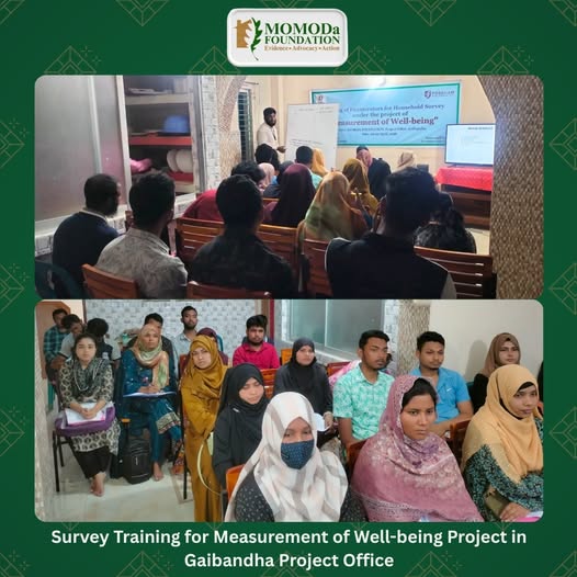 MOMODa FOUNDATION successfully conducted the first day of a 4-day-long Survey Training under the Measurement of Well-being project at the Gaibandha Project Office.