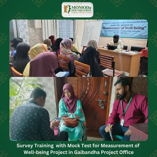 MOMODa FOUNDATION successfully conducted the third day of the 4-day-long Survey Training under the Measurement of Well-being project at the Gaibandha Project Office.